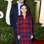 Picture of Natalie Portman barefoot in a plaid dress