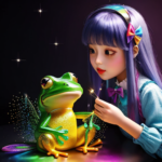 The doll Rainbow bright, strangling a frog, sparkles everywhere