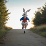 Bugs Bunny running from Elmer Fudd