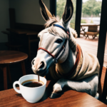 AI Image: Donkey with coffee