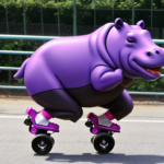 AI Image: Hippo on roller skates