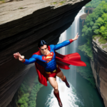 AI Image: Superman flying over Starved Rock State Park