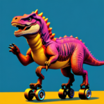 AI Image: dinosaur on roller skates