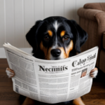 dog reading the paper