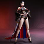 full body seductive Chinese supermodel Traditional sword and high heels