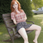 Picture of Alicia Witt barefoot in a plaid skirt