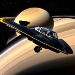 flying car over saturn