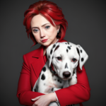 Picture of Hillary Clinton with red hair and a Dalmatian