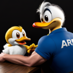 AI Image: donald duck armwrestling