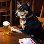 AI Image: dog playing cards drinking beer