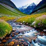 Picture of a mountain with a stream