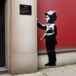 Banksy style image that degrades public education.