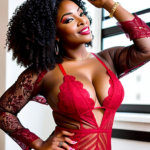 vivacious black woman dressed in red lace