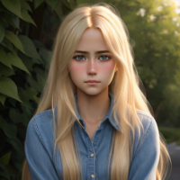 professional, masterpiece, 8k, hyperrealistic portrait of a 19yo cute blonde girl, long hair, (looking shy:1.3), detailed face, detailed skin, photography, hq, photorealistic,