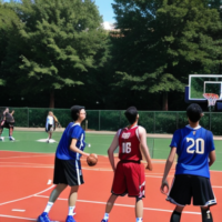 Basketball game at teh park