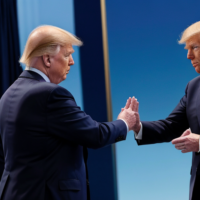 Joe Biden giving Donald Trump a High Five