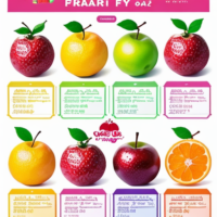 Create a simple flyer for fruit day activities with lots of different fruits on the background and a boldly stylish written of ‘Wow…. It’s Fruits day for ALHUSNA ACADEMY on Tuesday 13th Feb. 2024’