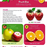 Create a simple flyer for fruit day activities with lots of different fruits on the background and a boldly stylish written of ‘Wow…. It’s Fruits day for ALHUSNA ACADEMY on Tuesday 13th Feb. 2024’