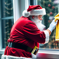 Picture of Santa cleaning windows