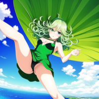 Up-skirt Picture of tiny, scantily-clad Tatsumaki flying