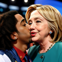 Ludacris kissing Hillary Clinton