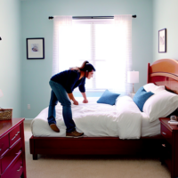 Woman and Man break the bed. Whoops. How’d that happen?