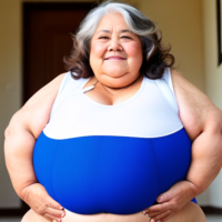 Elderly chubby fat overweight woman