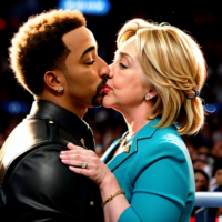 Ludacris kissing Hillary Clinton