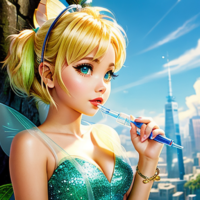 Tinkerbell jabbing with a syringe