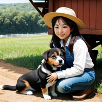 2 puppies on a farm