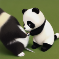 Tinkerbell stabbing a panda with a syringe