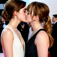 Picture of Emma Watson kissing Dakota Fanning