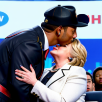 Ludacris kissing Hillary Clinton