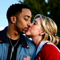 Ludacris kissing Hillary Clinton