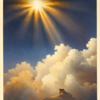 Yeshua descending on a cloud