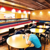 picture of a large group eating at a pizza restaurant