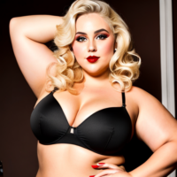 Overweight fat blonde red lipstick big arms