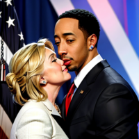 Ludacris kissing Hillary Clinton