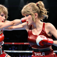 Taylor Swift boxing against Taylor Swift