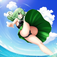 Up-skirt Picture of tiny, scantily-clad Tatsumaki flying