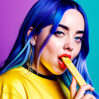 Billie eilish eating a Popsicle