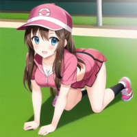 Girl pokemon trainer on all fours