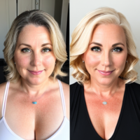 45 year old blonde mom pale skin chubby fat big arms arm freckles before and after