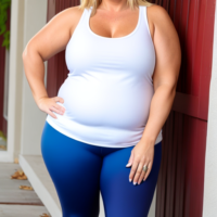 Blonde white tank top leggings45 year old fat chubby