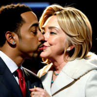 Ludacris kissing Hillary Clinton