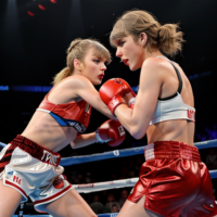 Taylor Swift boxing against Taylor Swift