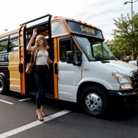 Giant Taylor Swift 50’ tall picking up a bus