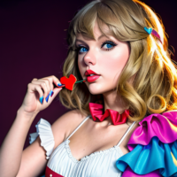 Taylor Swift doing open heart surgery on a clown