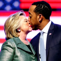 Ludacris kissing Hillary Clinton