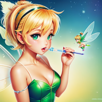 Tinkerbell jabbing with a syringe